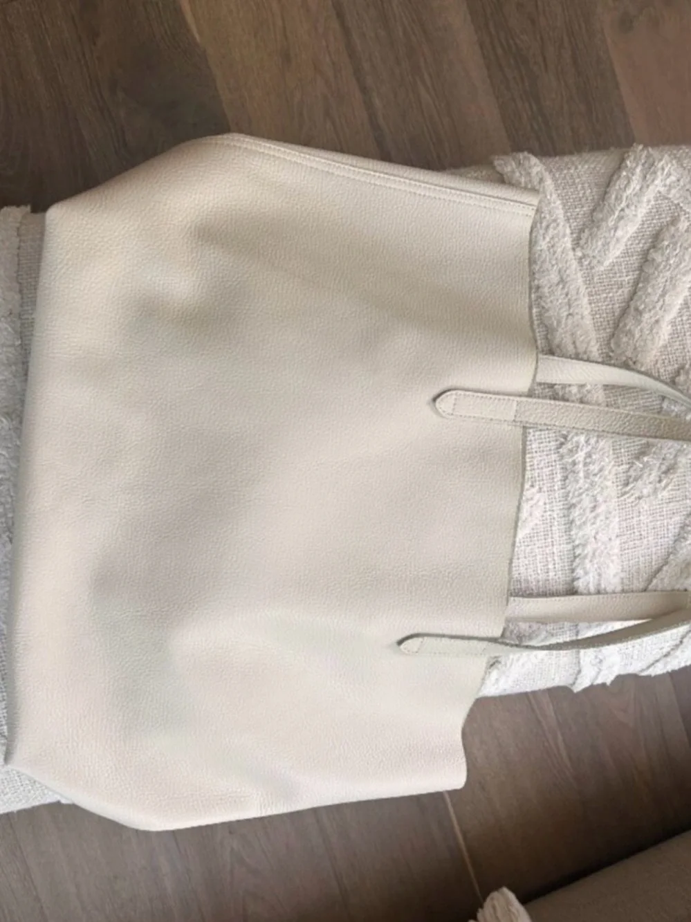 Cuyana Classic Leather Tote Ivory Pebbled Leather Large